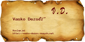 Vasko Dezső névjegykártya